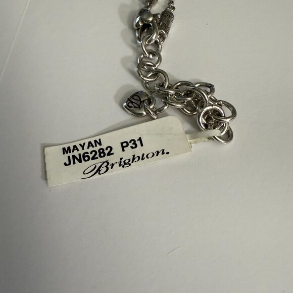 NWT Brighton Mayan Silver Tone Long Necklace With Decorative Beads Adjustable - Picture 8 of 12